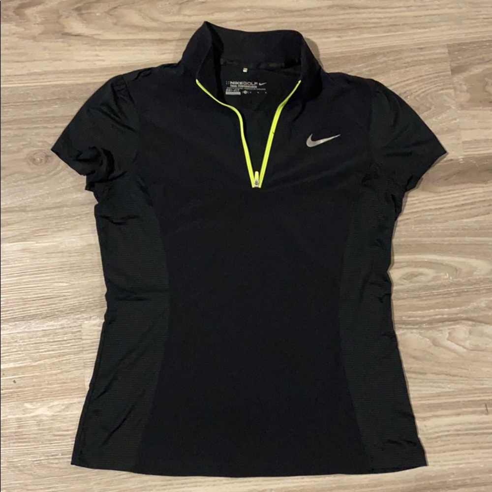 NIKE GOLF DRI FIT TSHIRT WITH NEON ZIPPER